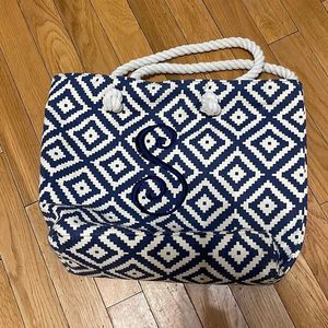 Summer Rose Embroidered “S” beach bag 100% cotton